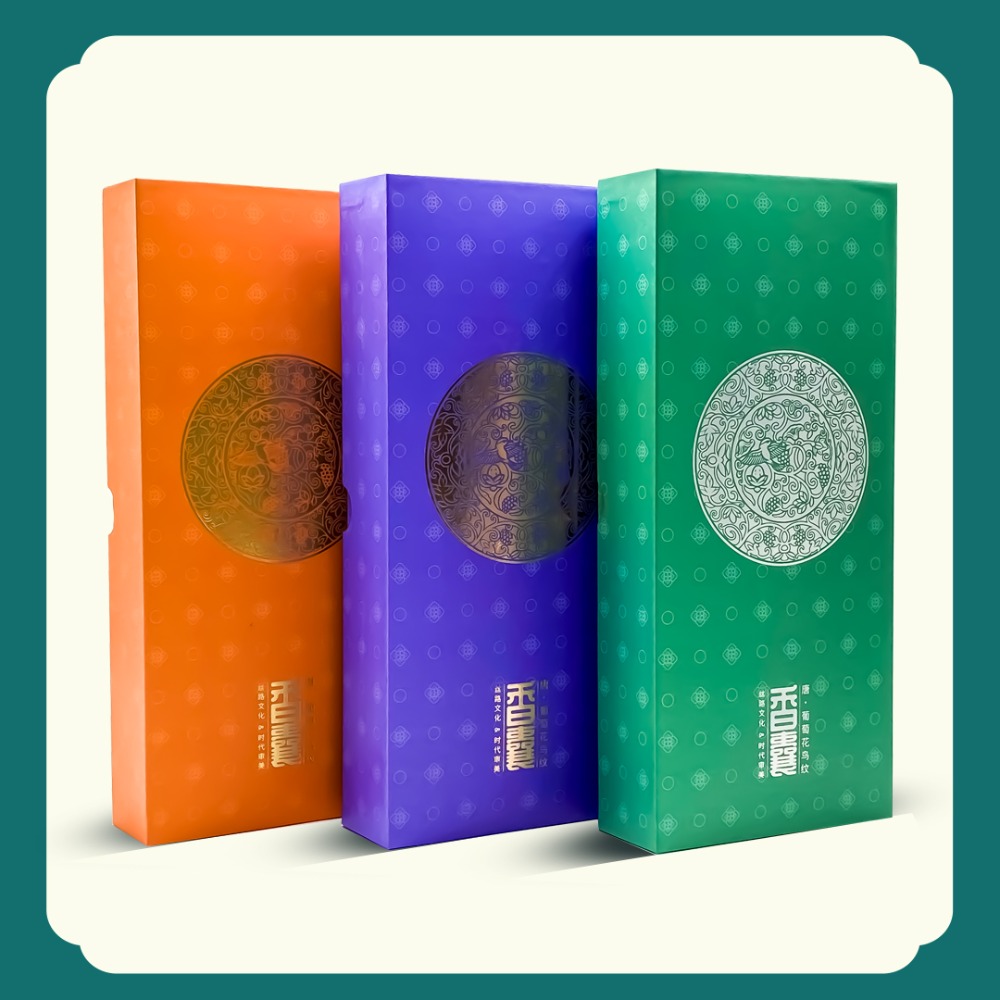 唐葡萄花鳥紋三色香囊